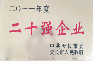 获天长市市委市政府授予的“二十强企业”荣誉称号