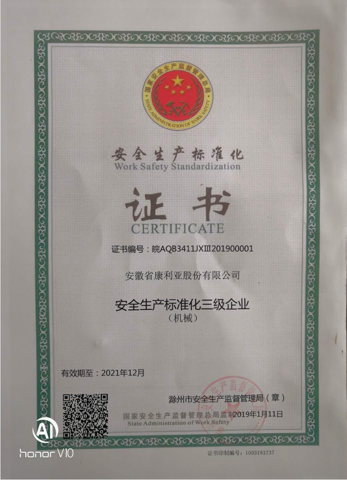 安全生产标准化证书