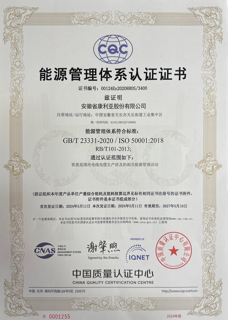 能源管理体系认证证书